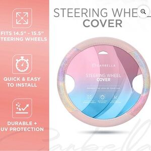 Carbella Mermaid Rainbow Steering Wheel Cover, Standard 15 Inch Size